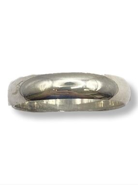 Classic Polished Silver Dome 925 Men's Wedding Ring